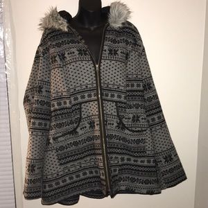 4 torrid winter coat grey black snowflakes